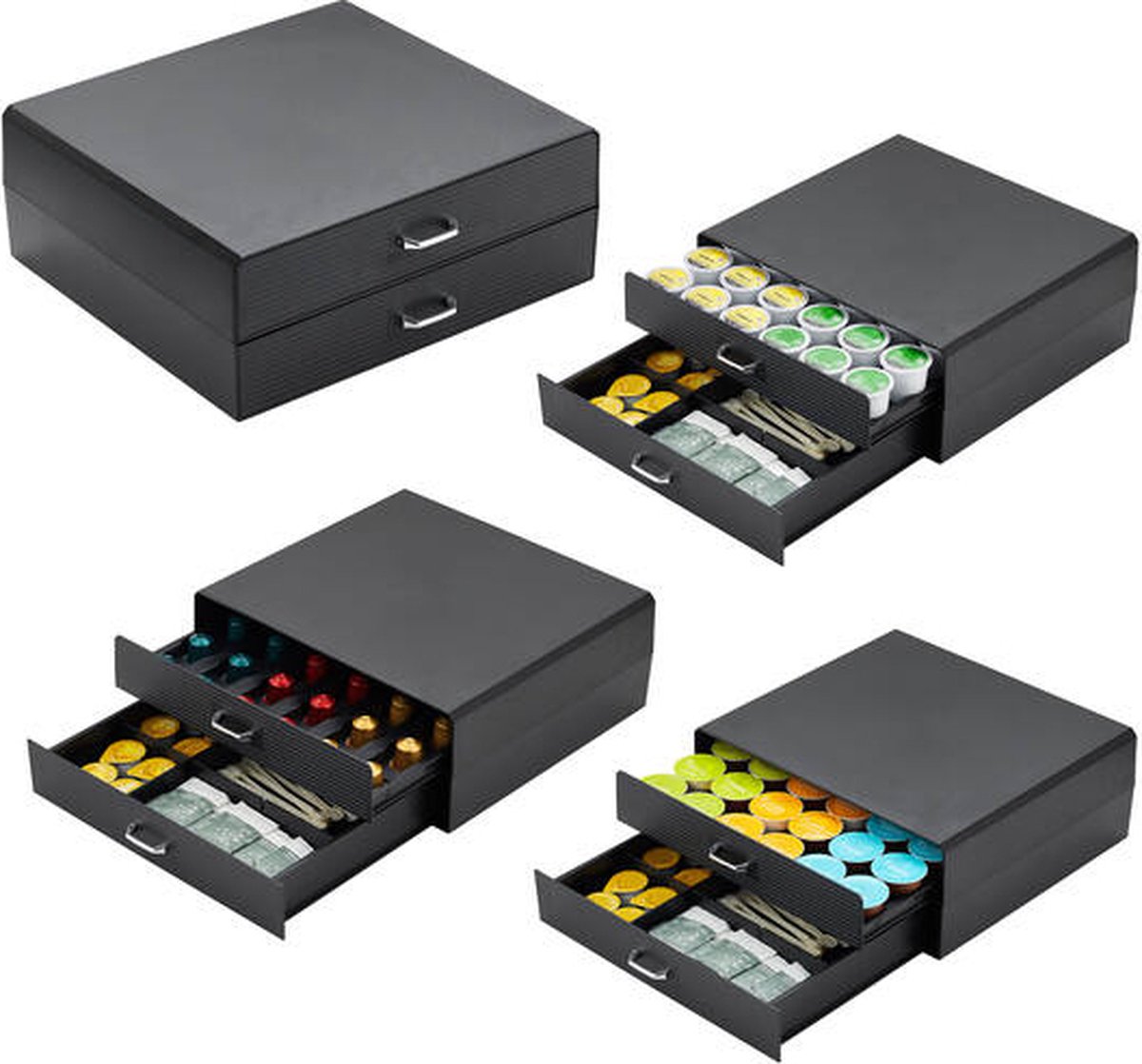 BRASQ capsulehouder met twee lades voor Nespresso en Dolce Gusto